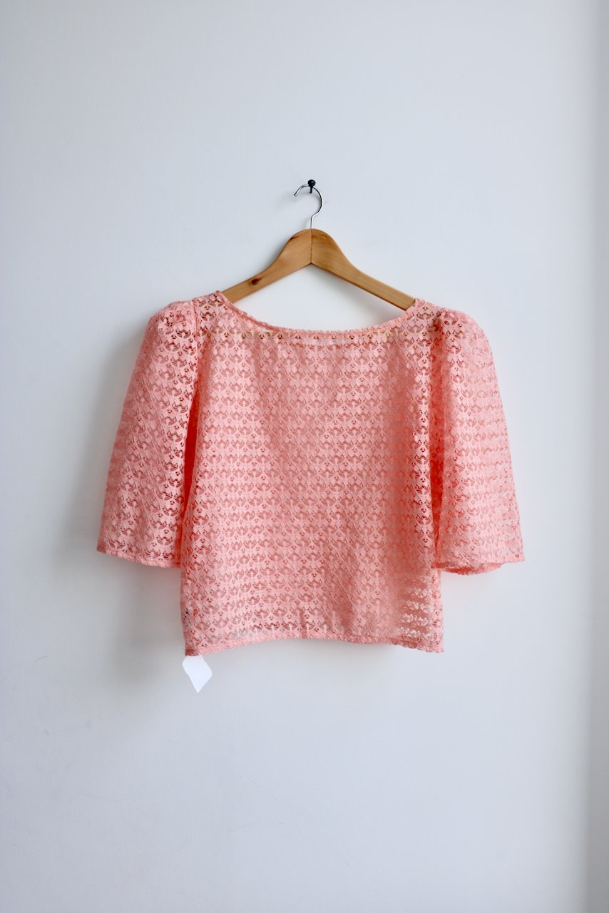 American Apparel pink lace top