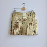 Mads Norgaard gold leather mini skirt