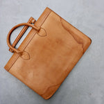 Vintage tan leather laptop briefcase bag