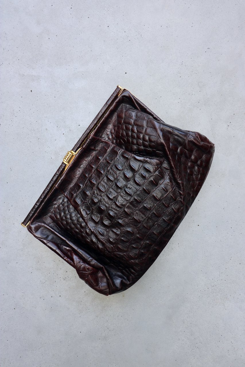 LK Bennett leather crocodile oversized clutch bag