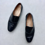 Folk patent leather navy loafers flats