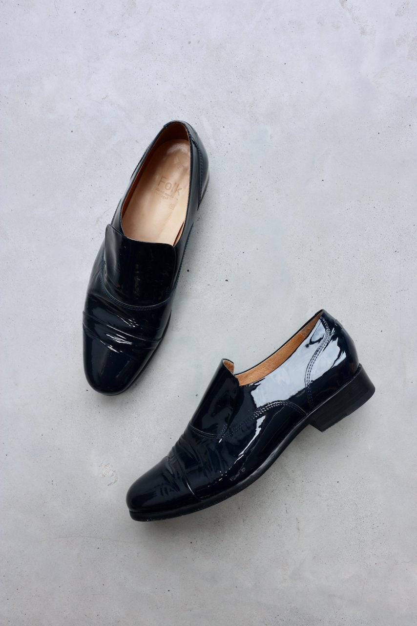 Folk Clothing patent leather loafers slip ons flats