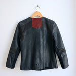 Vintage Francis Leon black leather biker jacket with maroon back panel