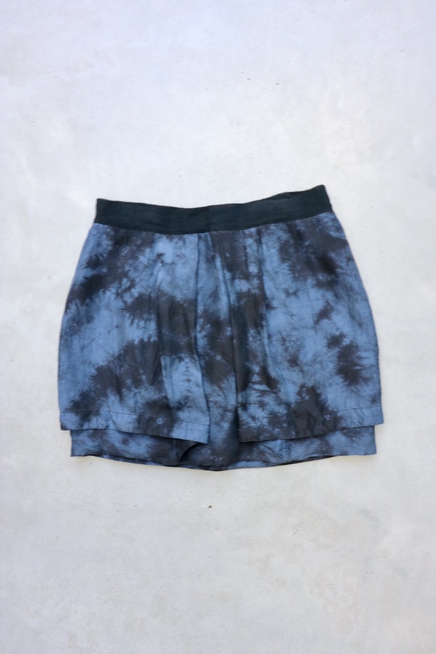 The Kooples silk blue and black tie dye mini skirt