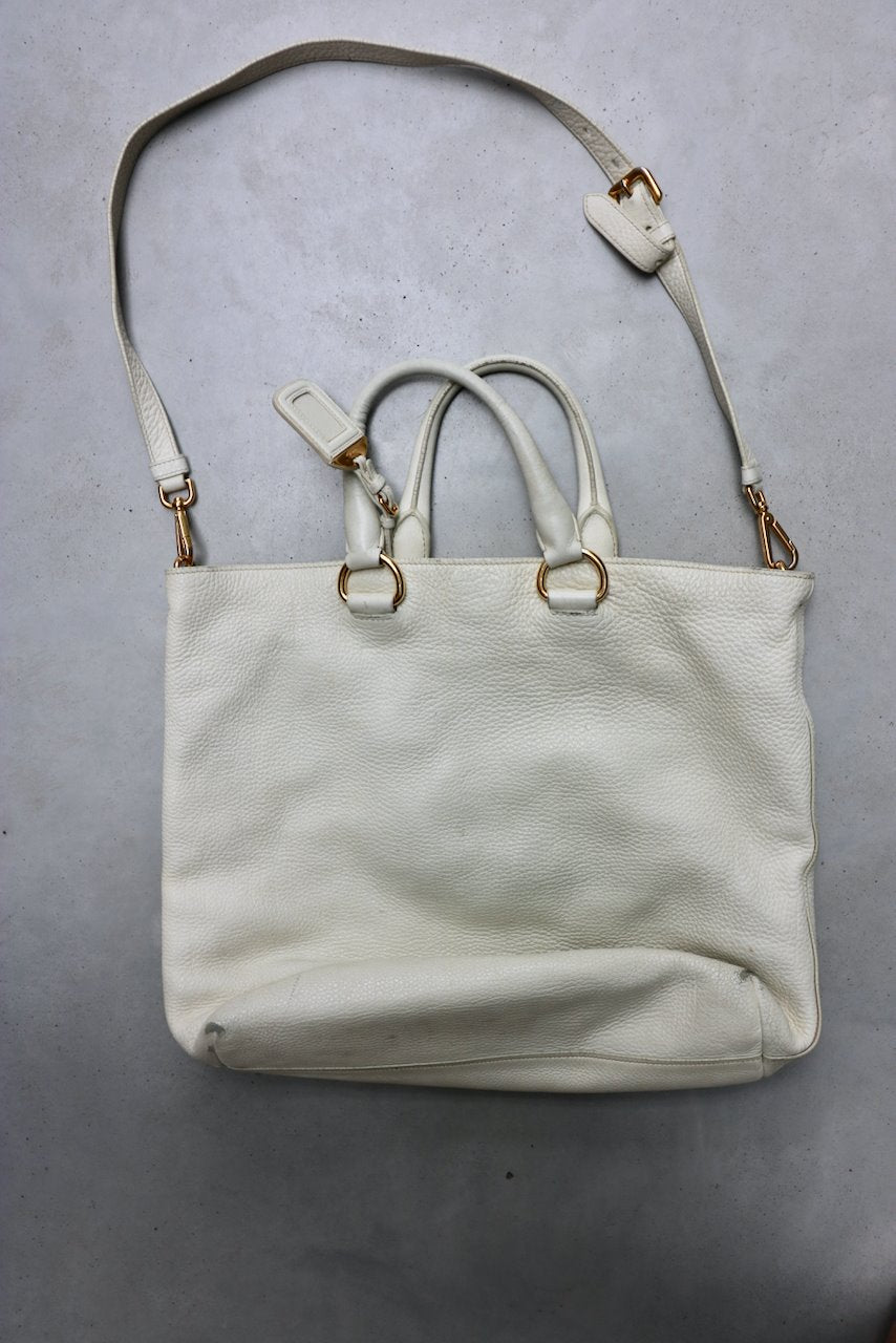 Vintage Prada leather handbag shopper tote from Manifesto Woman
