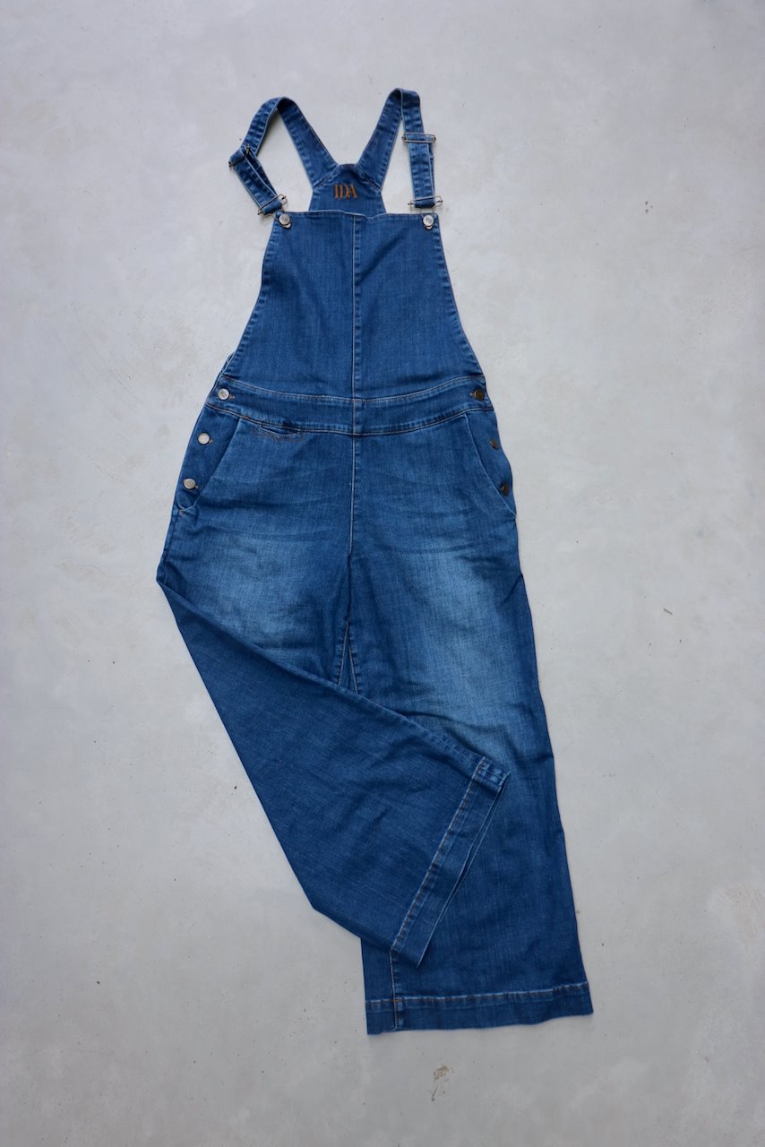 Donna Ida wide leg cropped denim dungarees
