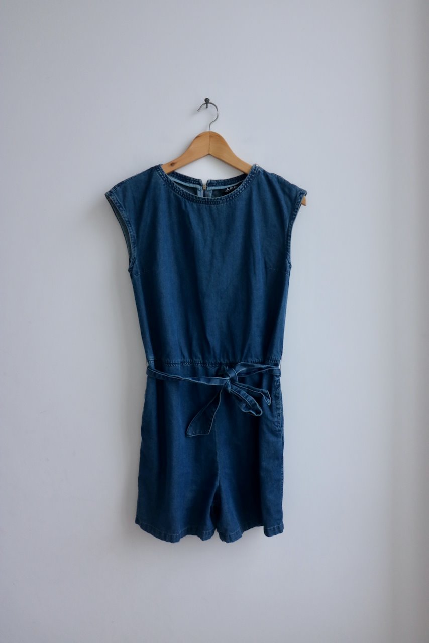 APC playsuit washed denim belted jumpsuit at Manifesto Woman