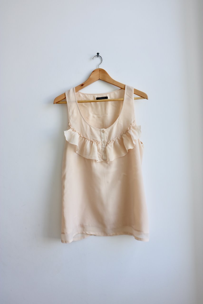 Samsoe & Samsoe silk vest tank ruffle peach top blouse