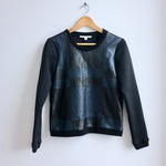 Jonathan Simkhai leather patchwork panel scuba neoprene sweater jumper top