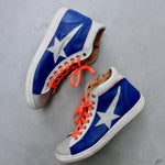Maa blue white and orange leather hi tops trainers sneakers