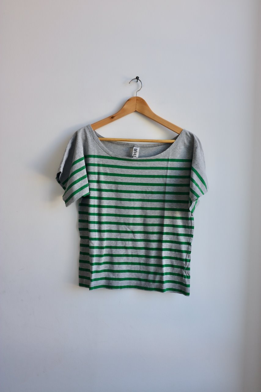 Margaret Howell grey and green striped t shirt