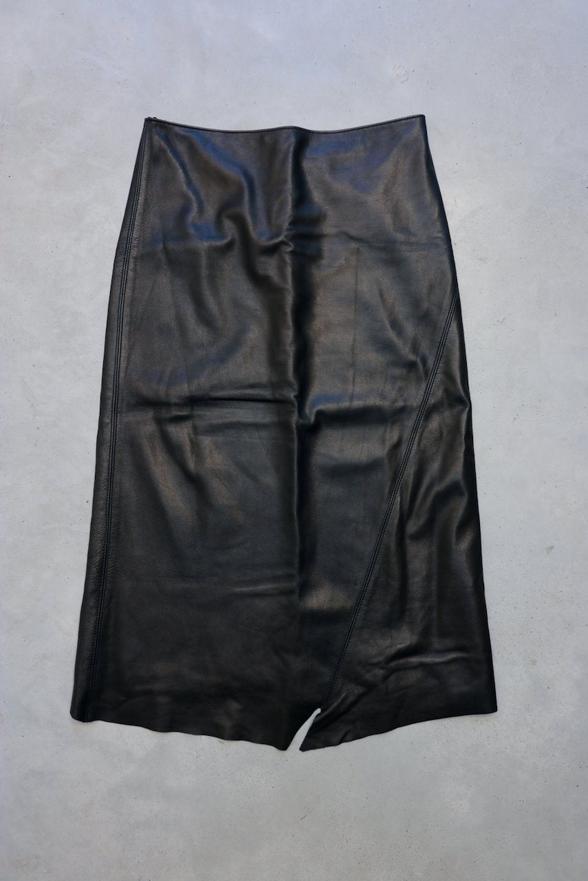 DKNY leather midi skirt