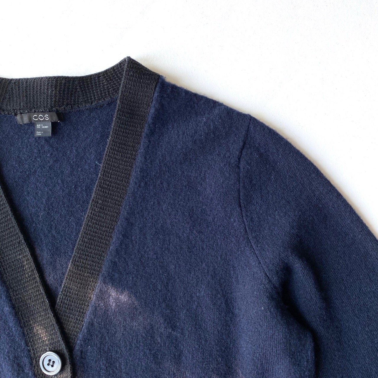 Cos colour block wool & mohair blend cardigan