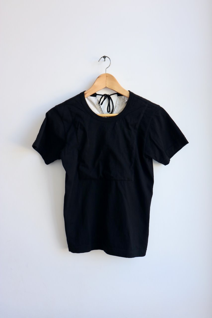 Comme des Garcons black cotton double layered t shirt top