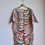 Diane von Furstenberg DVF shimmer metallic animal print stripe silk shift party dress