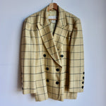 Vintage Escada by Margaretha Ley cream and black check wool jacket blazer