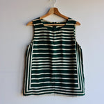Whistles green and ivory cream striped tank silk top blouse at Manifesto Woman