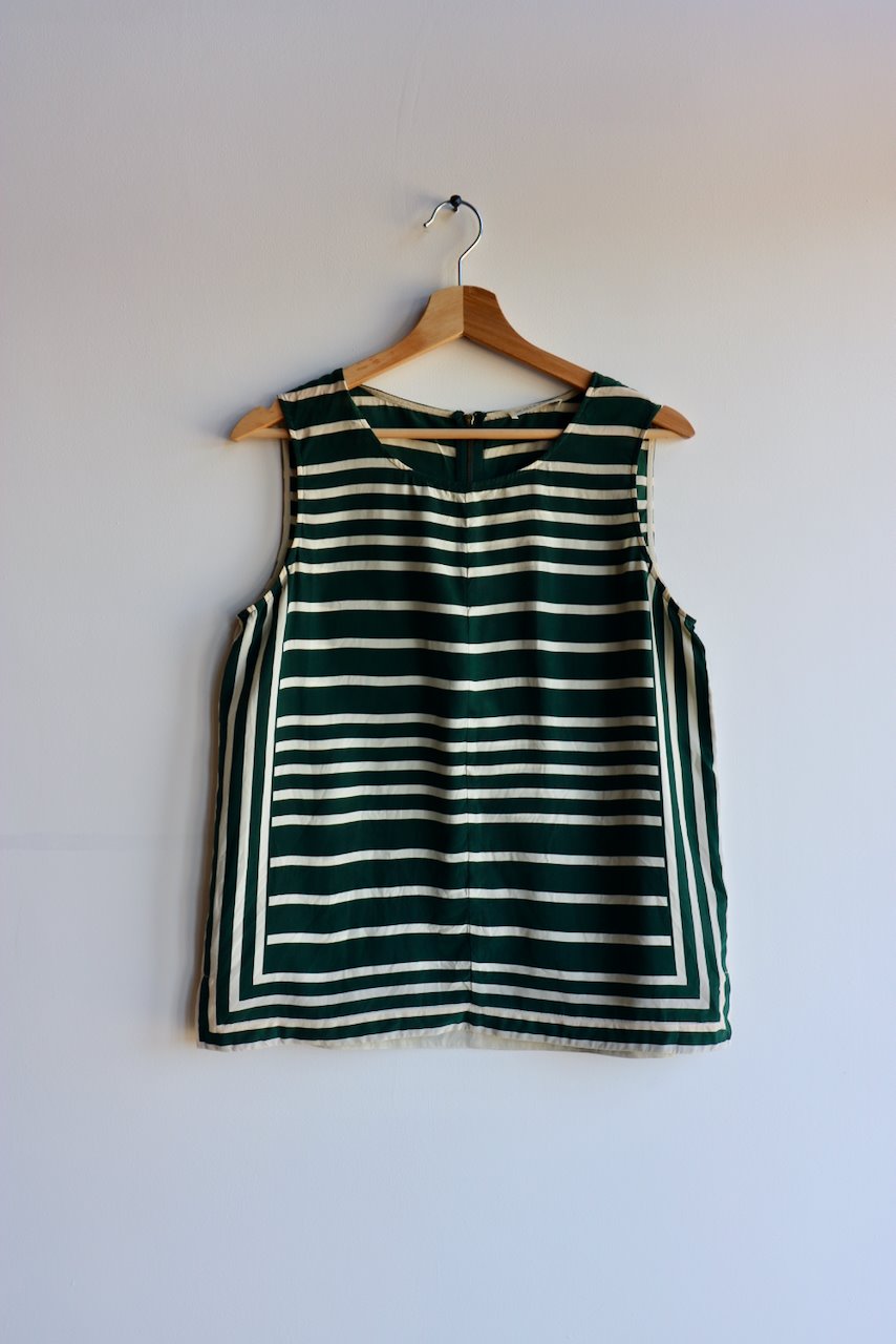 Whistles green and ivory cream striped tank silk top blouse at Manifesto Woman