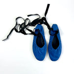 Celine blue leather ankle tie ballerina flats