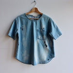 MIH m.i.h Jeans artist tee denim top with paint stripes at Manifesto Woman