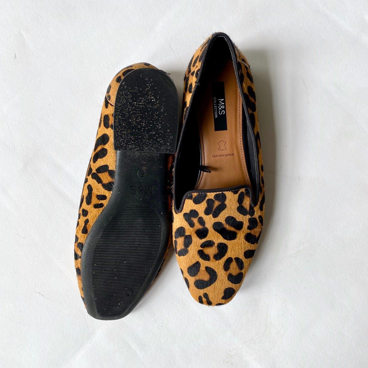 M&S Collection leather leopard print ponyskin loafers – Manifesto Woman