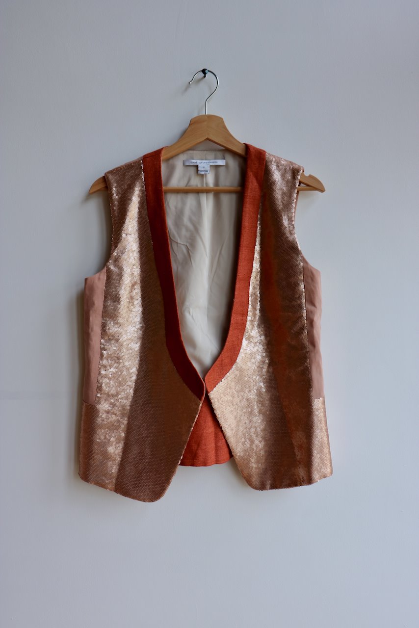 Diane von Furstenberg dusty pink sequin silk waistcoat at Manifesto Woman