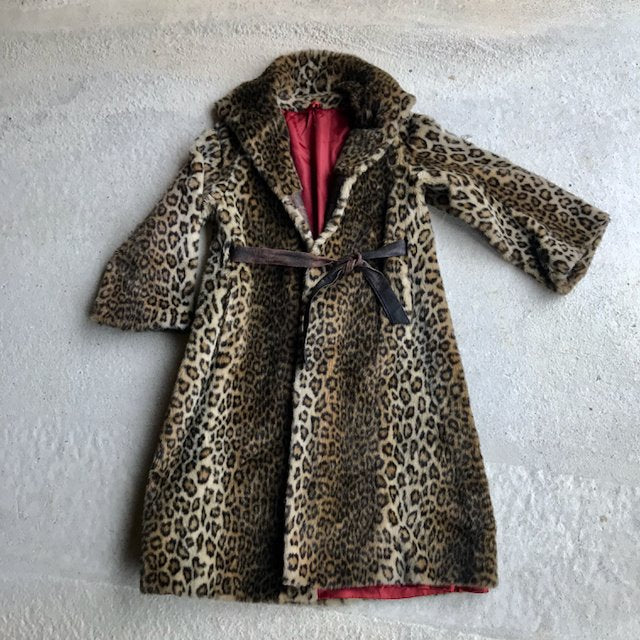 Vintage leopard faux fur leather belt coat at Manifesto Woman