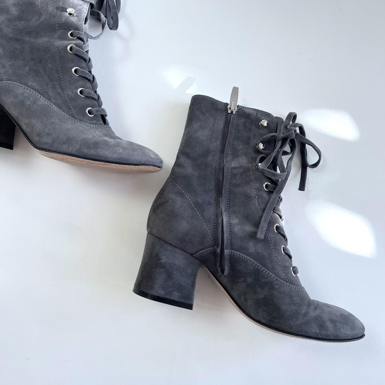 Grey suede 2025 lace up boots