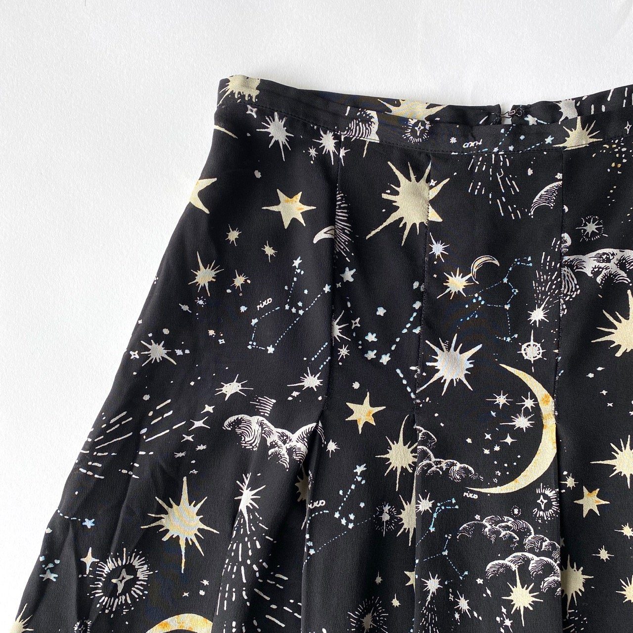 Rixo star and moon silk crepe midi skirt