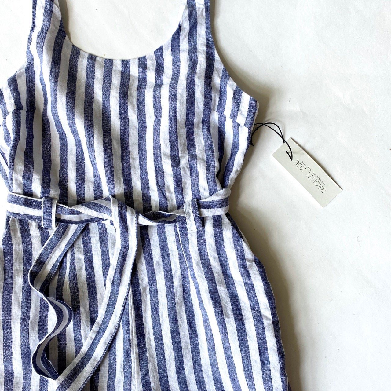 Rachel zoe striped linen hot sale jumpsuit