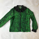 Kenzo x H&M green tiger print silk top at Manifesto Woman