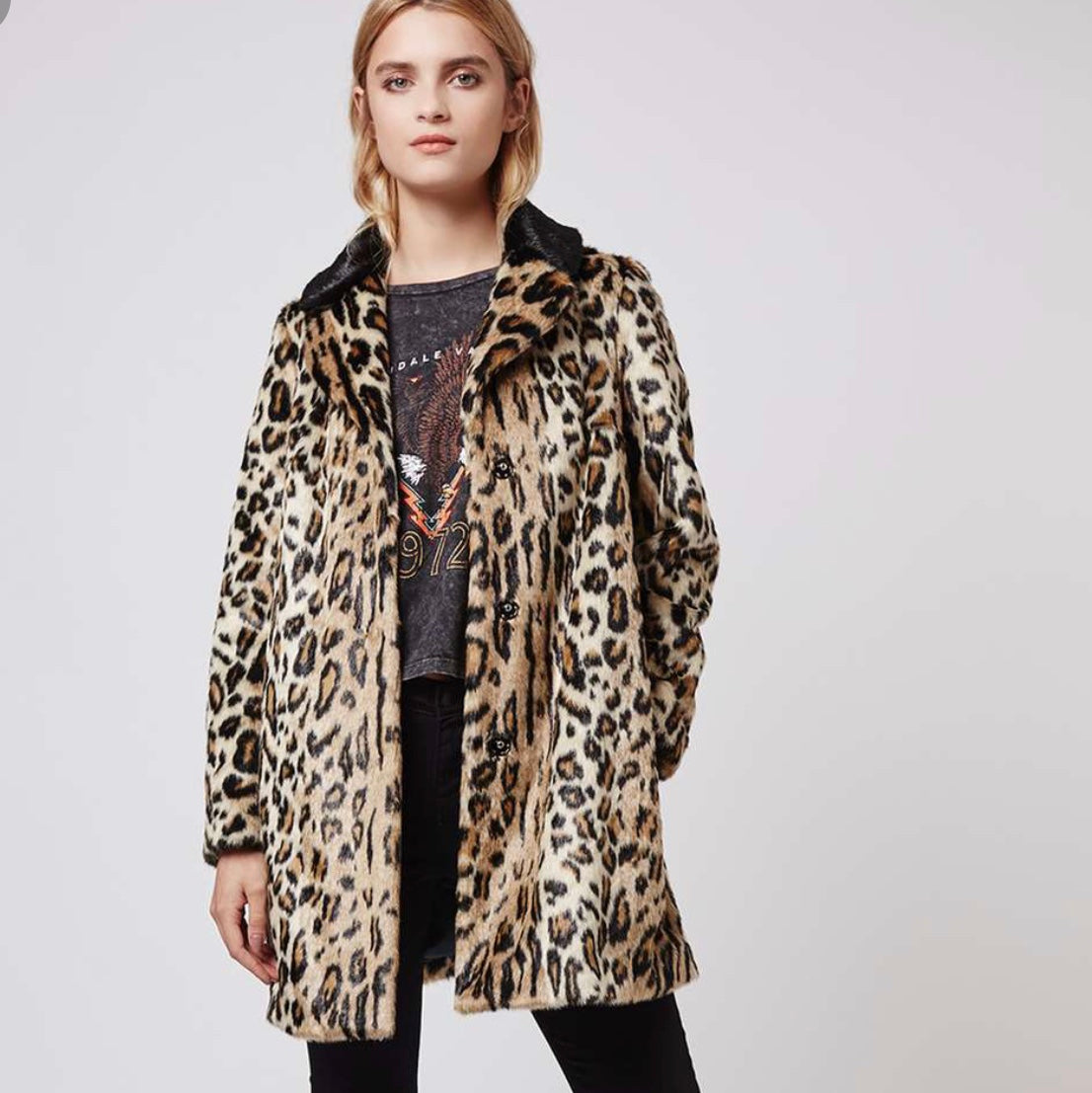 Topshop 2025 leopard coat