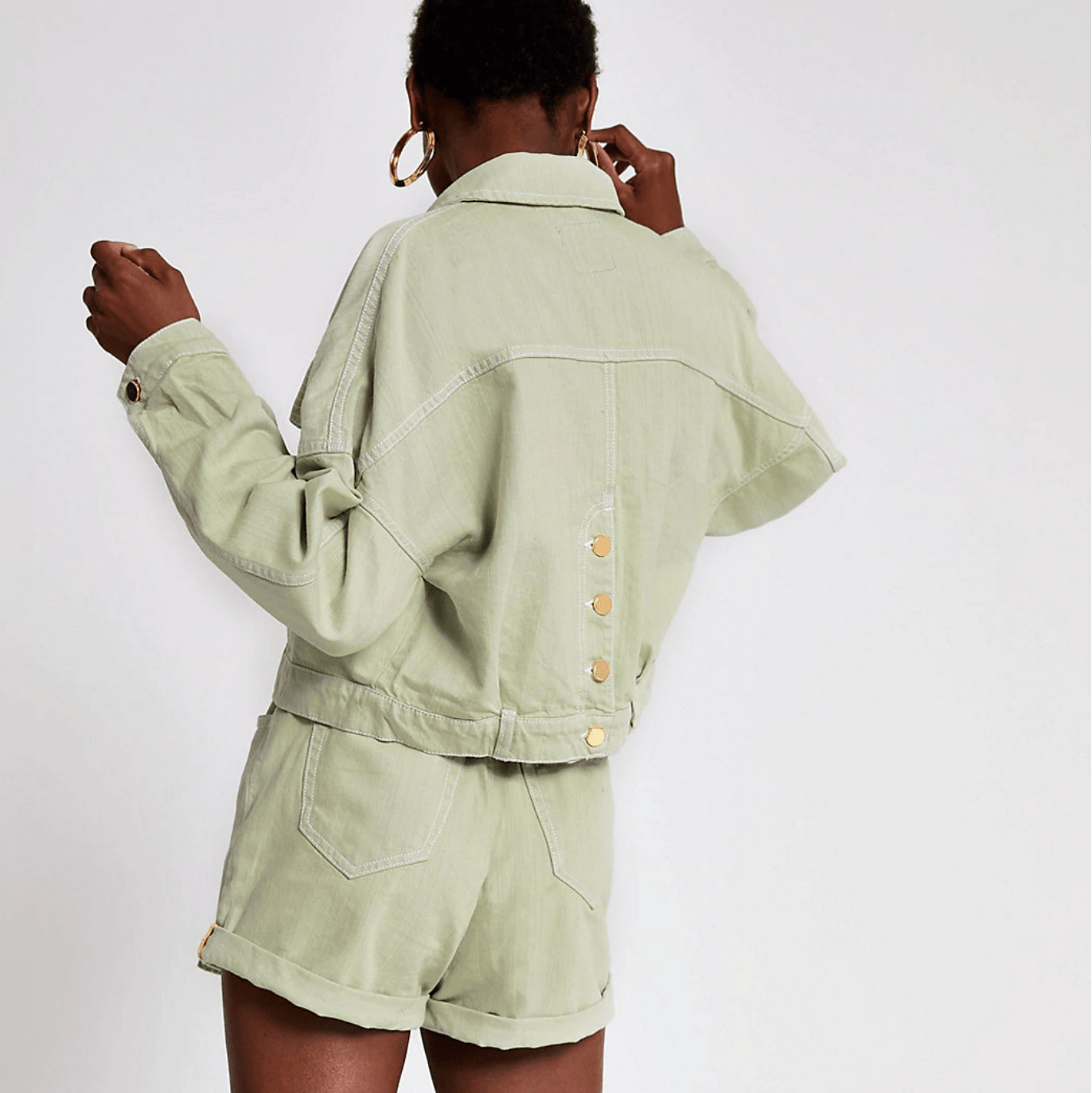 River island green sale denim jacket