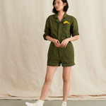 Manifesto Woman Alex Mill army olive cotton twill short jumpsuit