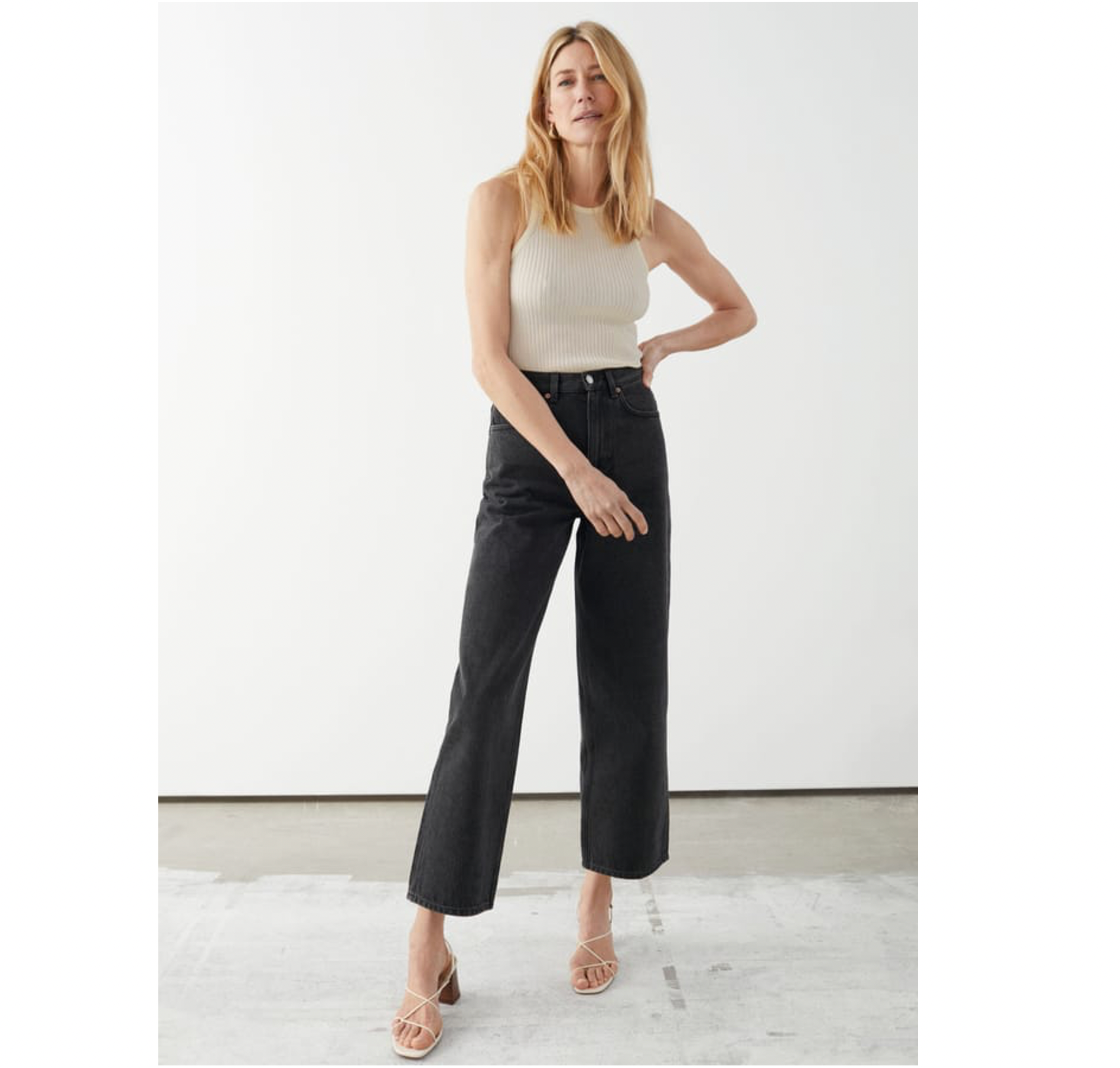 & Other Stories black high waisted straight leg jeans Manifesto Woman