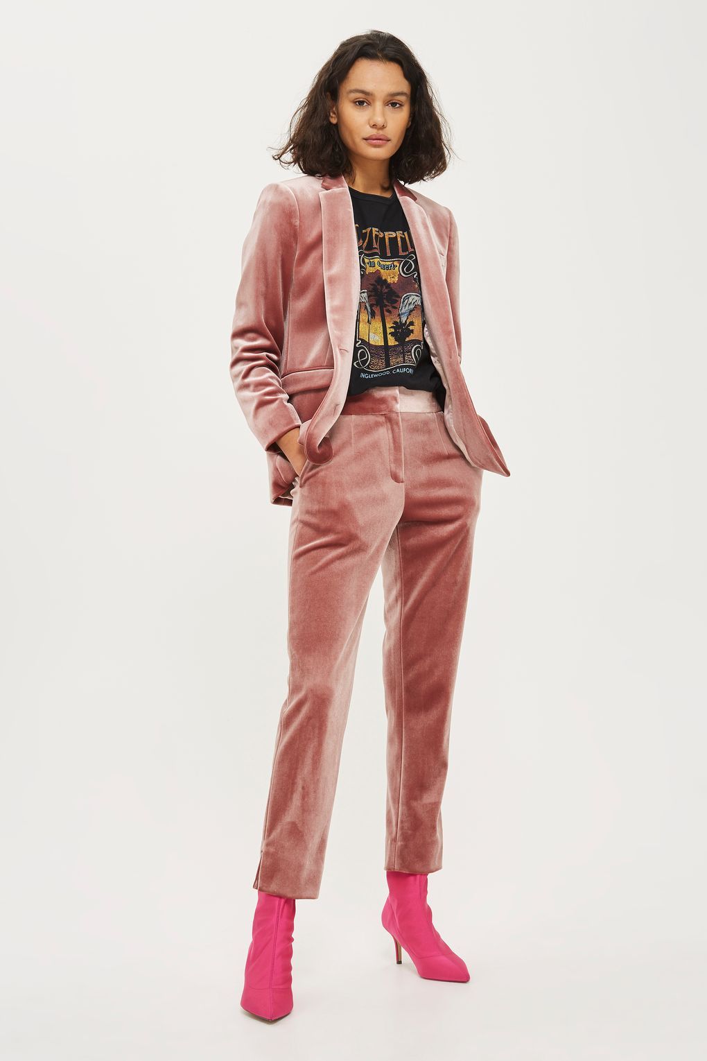 Topshop crushed velvet trouser in pink  ASOS
