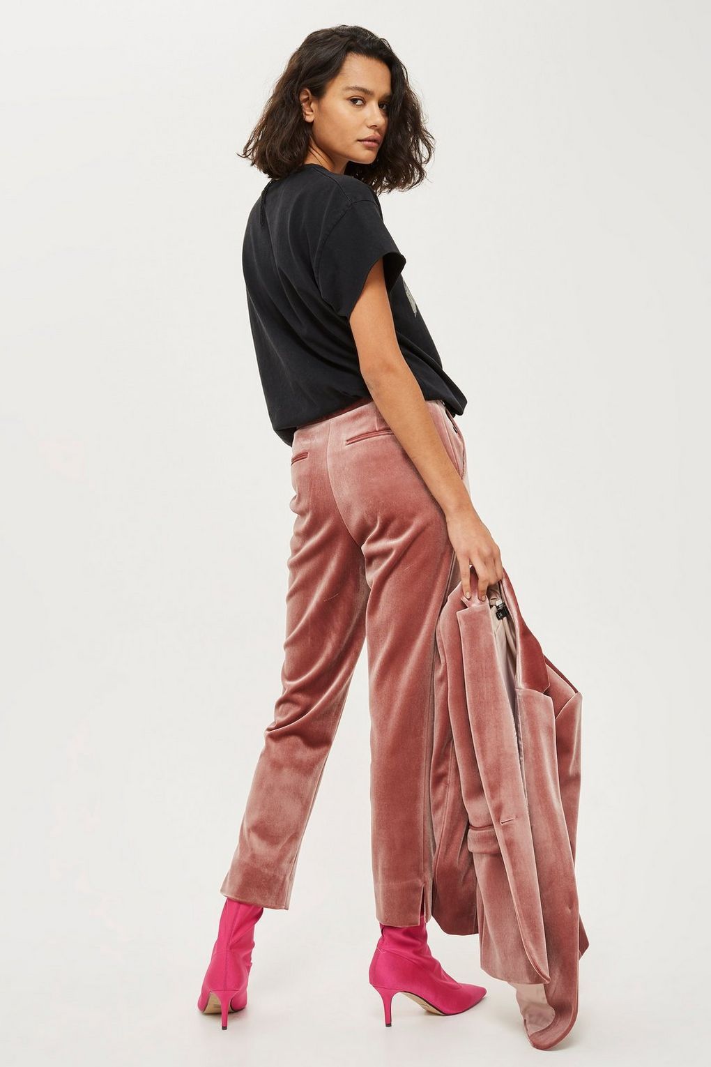 Pink Crinkle Velvet Suit - Topshop | Pantsuits for women, Dressy pant  suits, Fancy suit