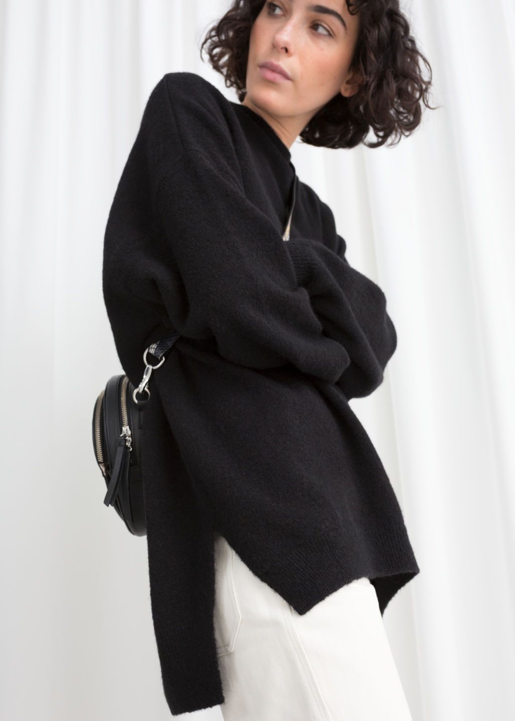 & Other Stories black oversized wool mix jumper