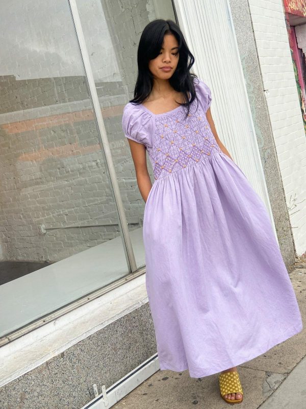 Tach Clothing smocked lilac linen dress 