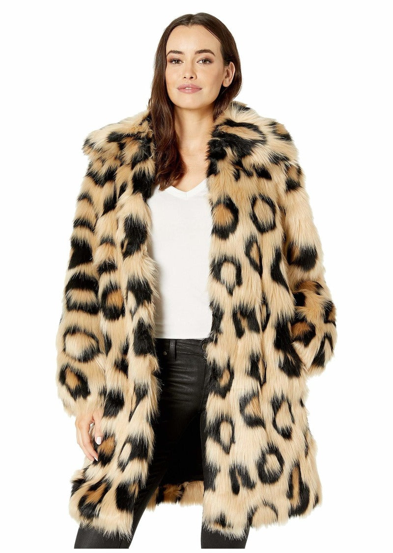 Michael kors faux hot sale fur leopard coat