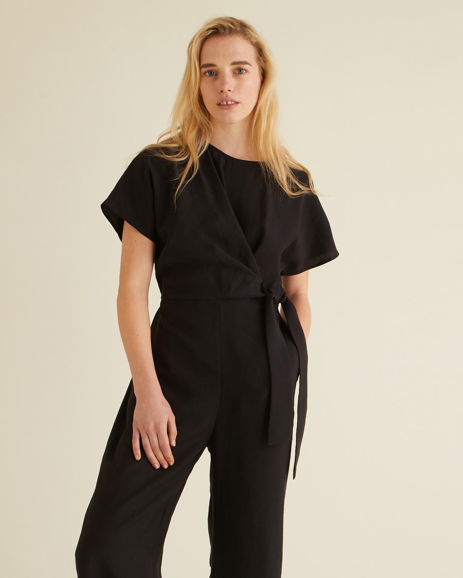 Oliver Bonas black tie front jumpsuit - new – Manifesto Woman