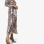 Manifesto Woman Rixo 'Tyra' sequin stripe mock wrap midi dress